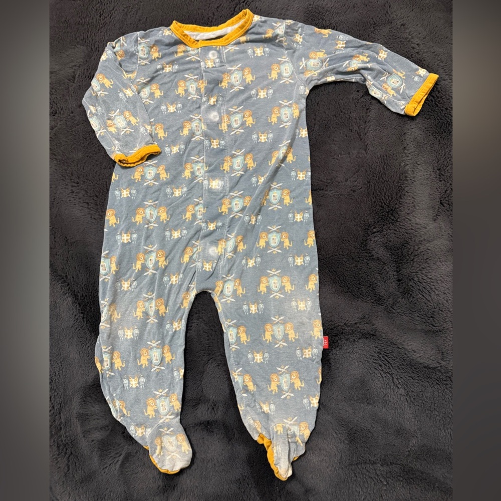 Magnetic Me Kids Footie - Blue with Orange Trim